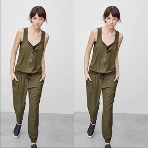 Aritzia Community army green jumpsuit.